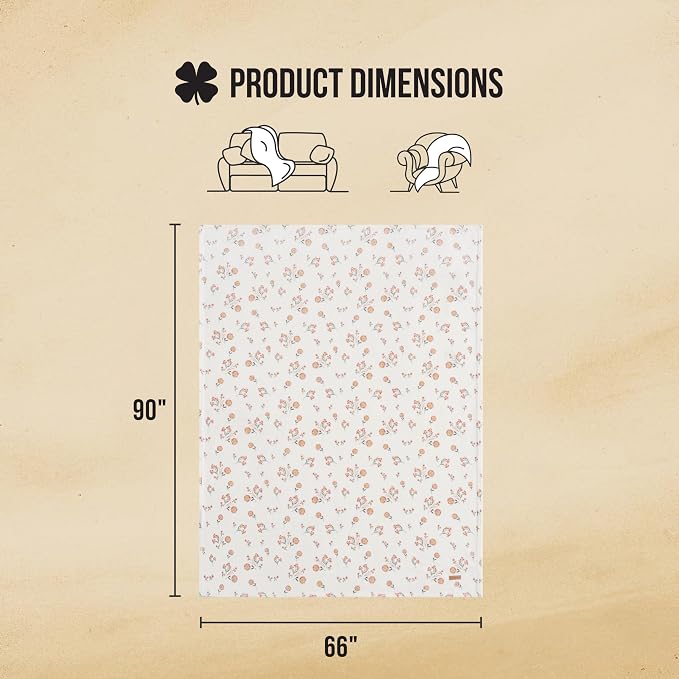 Lucky Brand Daisy Ivory Floral 66"X90" Cozy Plush Blanket - Premium Microfiber Throw for Luxurious Comfort and Style Twin/Twin XL Size