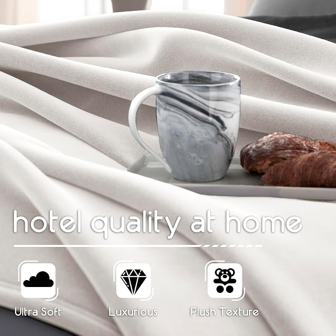 Vellux Queen Size Blanket - All Season Luxury Warm Micro plush Lightweight Thermal Fleece Blankets - Perfect For Couch Bed Sofa - Breathable Bed Blankets Queen Size - Hotel Quality (90x90 Inch, Ivory)