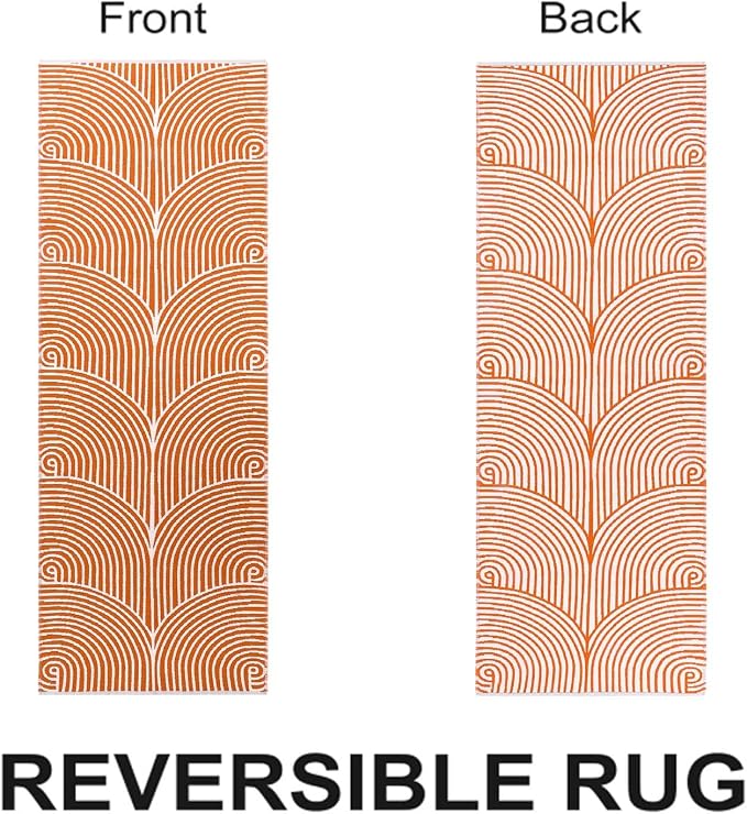 Tiffasea Washable Runner Rug 2'x6' Fall Orange Kitchen Rugs Hallway Runner | Cotton Woven Area Rug Modern Runner Rug Entryway Throw Rugs Indoor Outdoor Carpet for Bedroom/Bathroom/Living Room/Laundry
