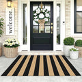 KOZYFLY Striped Rug 3x5 ft Front Door Rugs Cotton Woven Washable Indoor Outdoor Rug Brown Black Entrance Doormat for Front Porch Kitchen Patio Decor Outdoor Mat