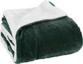 Elegant Comfort Luxury Ultra-Plush Velvet Touch Fleece Throw Soft, Warm, Cozy| Micromink Sherpa-Backing Reversible Blanket for Bed, Sofa and Couch, Solid Hunter Green