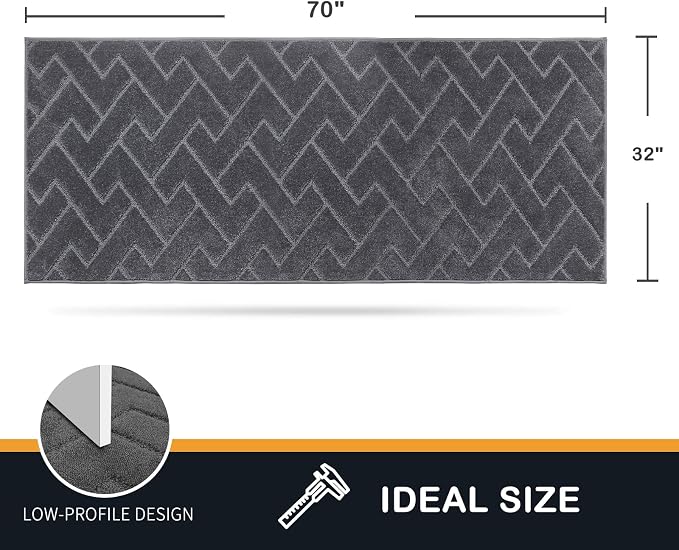 PURRUGS Dirt Trapping Door Mat 32" x 70", Non-Slip Machine Washable Entry Rug, Dog Doormat, Indoor Front Door Mat, Super Absorbent Entryway Rug for Muddy Shoes & Paws, Grey