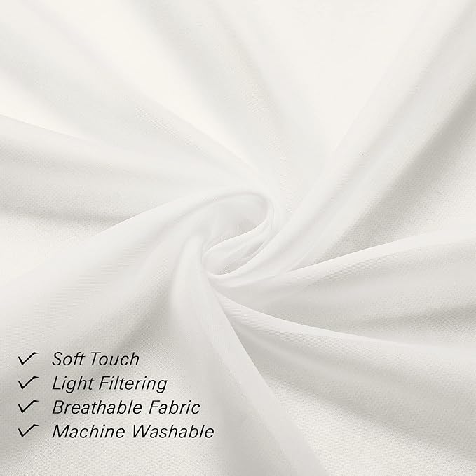 Lecloud Ivory Sheer Curtains 84 Inches Long 2 Panels, Solid Voile Light - Image 6