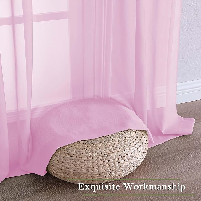 Lecloud Light Pink Sheer Curtains - Image 7