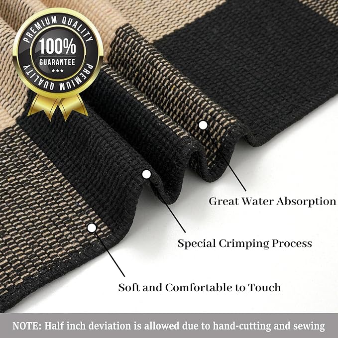 KILOCOCO Buffalo Plaid Checkered Rug 27.5x43 in Brown Black Front Door Rug | Cotton Woven Outdoor Rug, Machine Washable Front Door Mat, Indoor Entryway Rug, Low Pile Welcome Mats for Farmhouse