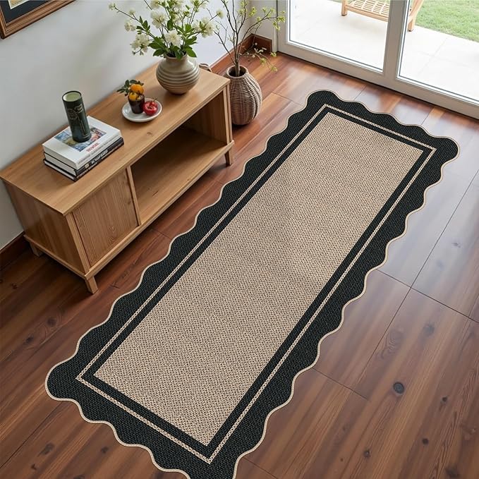 Easy Jute Runner Rug 2x5, Brown Indoor Outdoor Carpet, Washable Non-Slip Floor Mat for Entryway Hallway Kitchen Porch