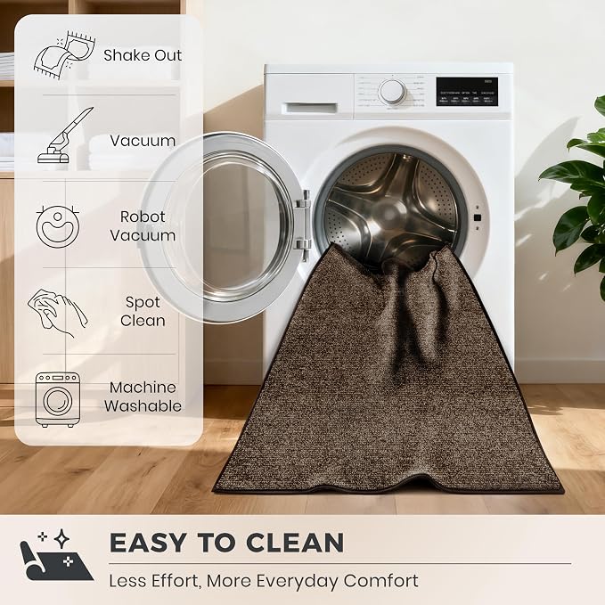 PURRUGS Dirt Trapping Door Mat 34" x 59", Non-Slip Machine Washable Entry Rug, Entrance Mat, Indoor Front Door Mat, Super Absorbent Entryway Rug for Muddy Shoes & Paws, Heathered Brown