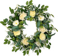 Puleo International 30" Artificial Eucalyptus Floral Spring Door Wreath, Green/Ivory