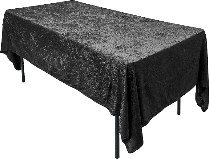 AK TRADING CO. Lush Panne Velvet Tablecloth - 60 x 102 Inch Rectangular Table Cover | Great for Buffet Table, Parties, Holiday Dinner, Wedding & Baby Shower (Black, 60 x 102 Inch)