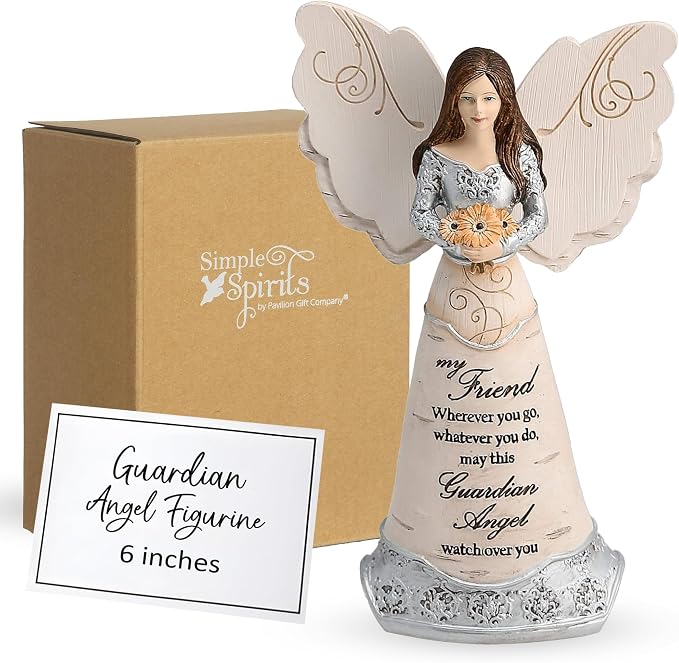 Pavilion Elements Angels Figurine - Guardian Angel Figure Display - "My Friend Wherever You Go, Whatever You Do, May This Guardian Angel Watch Over You" Printed Text, Collectibles Angel Figurines, 6"