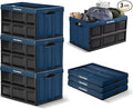 CleverMade Collapsible Storage Bins, 62L, 3 Pack, Ocean | Extra-large bins support 100 lb for groceries, tools, and gear. They stack securely and fold to 2.75 inches for storage.