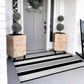 OJIA Black and White Outdoor Rug 3x5, Front Door Mat Patio Rugs Porch Decor | Cotton Woven Striped Rug Machine Washable Entryway Rug Indoor Outside Area Rug Front Door Mat for Farmhouse/Home Entrance