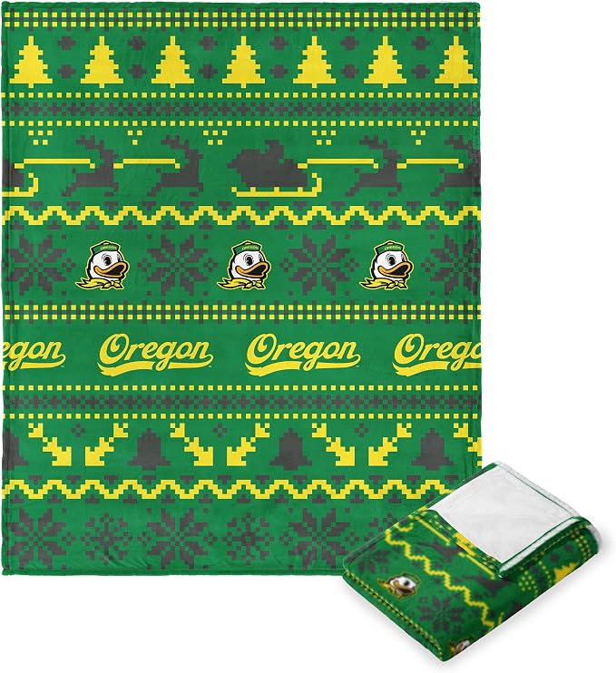 Northwest NCAA Oregon Ducks, Xmas Time, Silk Touch Throw Blanket, 50 x 60 Inches