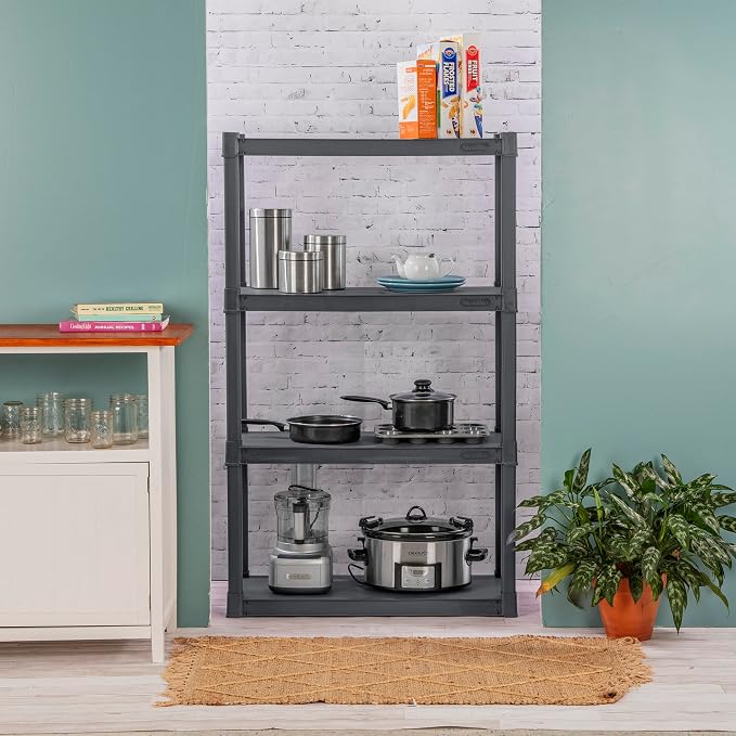 Sterilite Shelf Unit,50 lb Capac.,57 in H 01643V01-1 Each | Freestanding Organizer with 50 lb Capacity Per Shelf for Kitchen, Bathroom, Garage, Basement, Pantry & Laundry Room