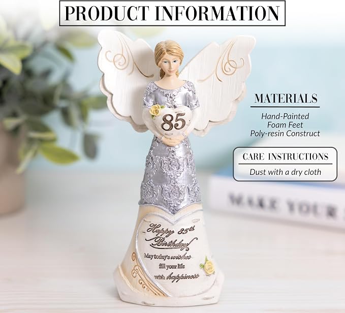 Pavilion Gift Company - Happy 85th Birthday - 6" Angel Figurine Religious Best Friend Bestie BFF God Jesus Lover Christian Christ Gift Present