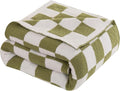 Elegant Comfort Checkered Throw Blanket, Sage Green Super Soft Cozy Fluffy Warm Throw Blankets for Couch, Sofa, Chair, Bed, Camping, Picnic, Travel Lightweight Bed Blanket (50" x 70")
