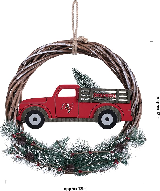 FOCO NFL Unisex-Adult NFL Team Logo Holiday Wreath with Truck
