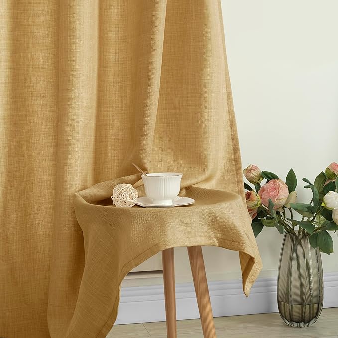 LAMIT Linen Curtains 90 Inch for Bedroom, Grommet Thick Linen Textured Sheer - Image 7