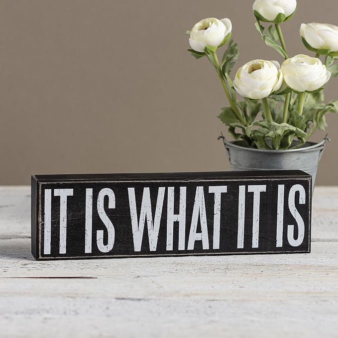 Primitives by Kathy 22343 Box Sign, 10.5" x 3", It Is What It Is