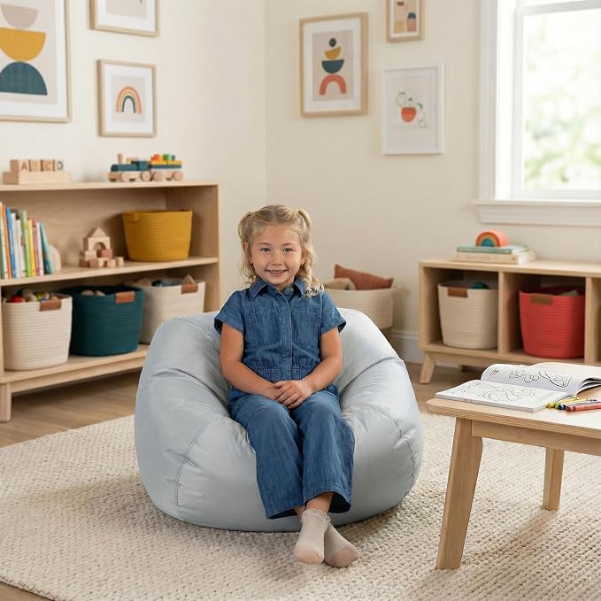 Big Joe Classic Bean Bag Chair for Kids Bedroom and Reading Nook, Easy-Clean Gray, Durable Nylon Polyester Blend, 2 feet Refillable | 2 feet, Smartmax Fabric, Polystyrene Bean Filled, Refillable, Nylon Polyester, Safe for Kids Ages 3+, Supports Up to 2...