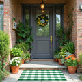 Buffalo Plaid Area Rug, Checkered Rug 27.5x43 Inches, Green and White Rug, Washable Cotton Mat for Front Porch, Entryway, Kitchen, Living Room, Home Decor