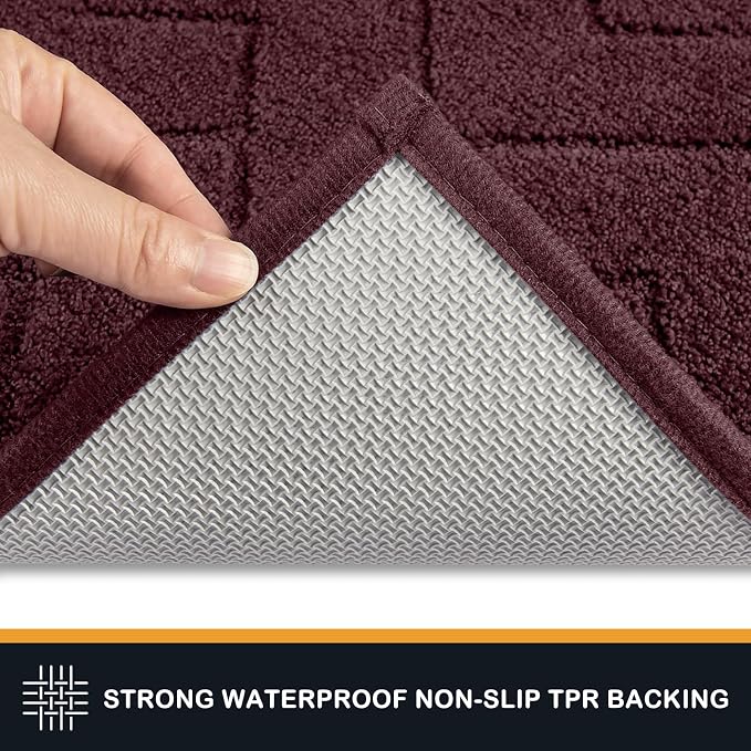 PURRUGS Dirt Trapping Door Mat 32" x 47", Non-Slip Machine Washable Entry Rug, Dog Doormat, Indoor Front Door Mat, Super Absorbent Entryway Rug for Muddy Shoes & Paws, Burgundy Red