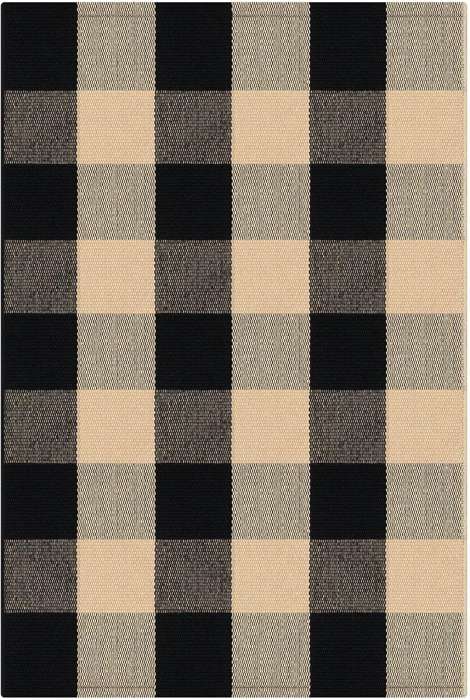 KOZYFLY Buffalo Plaid Area Rugs 2x3 Ft Brown and Black Rug Washable Front Door Mat Woven Cotton Indoor Outdoor Rug for Front Porch Kitchen Entryway Patio Farmhouse Checkered Doormat