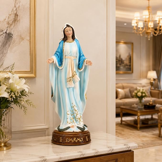 12-Inch Virgin Mary Statue, Catholic Our Lady of Grace | Nativity figurine for church altar or home decor. Our Lady of Grace sculpture for prayer and devotion.