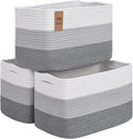 Baskets for Organizing,Storage Baskets,3 Pack Baskets for Shelfves,15"×10"×9" Woven Grey Basket,toy storage bins,bins for organization