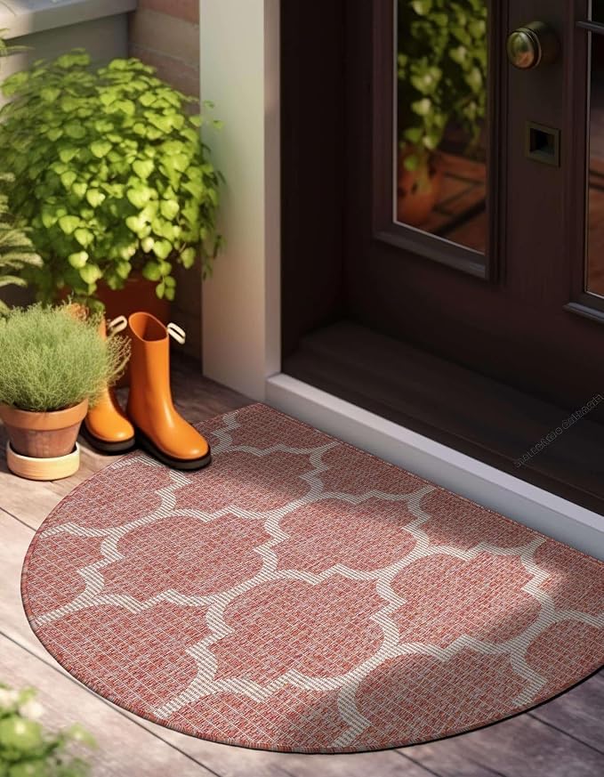 Unique Loom Outdoor Trellis Collection Area Rug (2' 7" x 4' 1" Hearth Rust Red/Ivory)