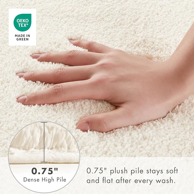 Madison Park Marshmallow Highly Absorbent Bath Runner, 24 x 72, Cream | Non slip Backing, Spa Quality Luxurious Plush Bath Rug for Bathroom, Quick Dry, OEKO TEX
