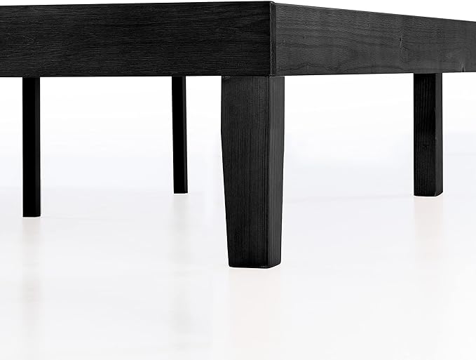 Mellow Naturalista Classic 12 Inch Solid Wood Platform Bed with Wooden Slats, Full, Black