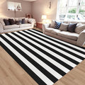 Black and White Striped Rug 5x8 Cotton Woven Rug Farmhouse Washable Indoor Outdoor Area Rug Home Decor Carpet for Living Room Dining Room Bedroom Backyard Large Patio Mat