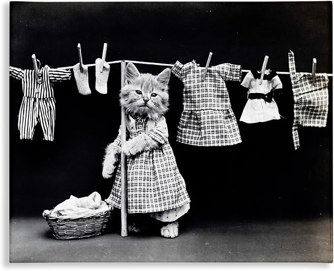 Kitten Laundry Humor Vintage, 30 x 40 Inch Canvas Wall Art | Stupell Industries · By Lil' Rue · Ready to hang · Fun gift for cat lovers · Made in USA