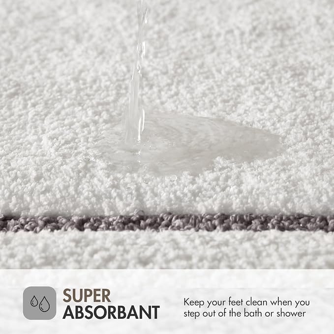 Madison Park Roan Border Tufted Bath Rug Non-Slip Absorbent, 24 x 36, Grey | Microfiber, Soft Pile, Machine Washable, OEKO-TEX Certified, Plush Bathroom Mat, Non Slip TPR Backing