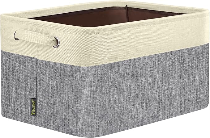 BALEINE 1 Pack Fabric Closet Storage Bins for Shelves, Linen Closet Organizers and Storage, Decorative Baskets for Organizing, Shelf, Clothes, Home, Office (Grey, 17''x13''x10.5'')
