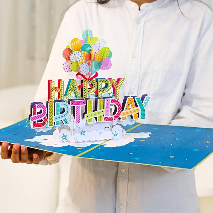 Paper Love Birthday Pop Up Cards 2 Pack - Includes 1 Butterfly Birthday Cake and Happy Birthday Jumbo, For Adults or Kids -5" x 7" and 10" x 14" Cover - Includes Envelope and Note Tag