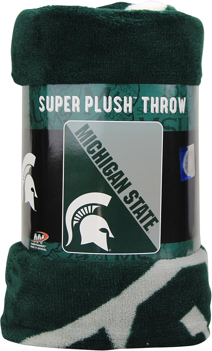 Northwest NCAA Michigan State Spartans Unisex-Adult Micro Raschel Throw Blanket, 46" x 60", Halftone
