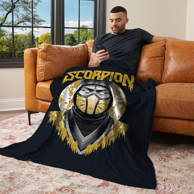 Mortal Kombat Silk Touch Throw Blanket – Scorpion, Ultra-Soft Fleece, Plush & Lightweight, 50 x 60