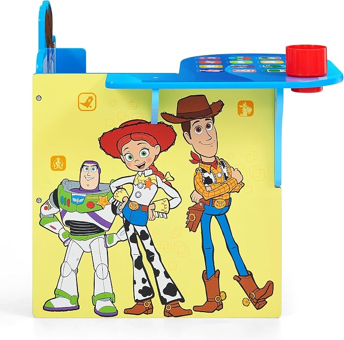 Delta Children Chair Desk with Storage Bin, Toy Story 5 | Kids Chair Desk Includes Fabric Storage Bin and Cup Holder, Low to the Ground for Easy Access, Ideal for Toddlers/Kids Age 3+