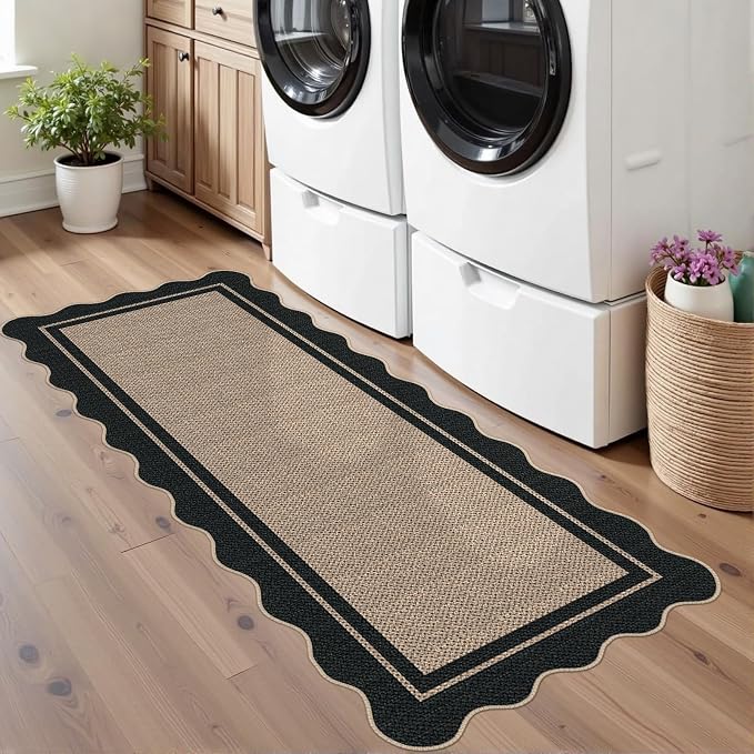 Easy Jute Runner Rug 2x5, Brown Indoor Outdoor Carpet, Washable Non-Slip Floor Mat for Entryway Hallway Kitchen Porch