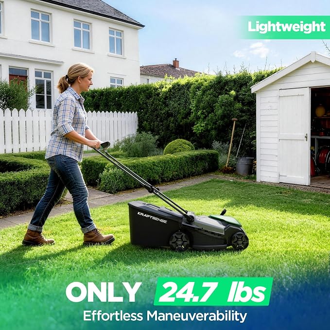 16" Electric Lawn Mower, 40V Cordless Lawn Mower with 2x5.0Ah Batteries & Charger, Brushless Motor, 2-in-1 Mulching & Bagging, 6-Position Height Adjustment, for Small to Medium Yards