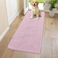 Smiry Dog Door Mat for Muddy Paws 54x24, Absorbent Dirt Trapper, Non-Slip Washable Chenille Entryway Rug for Inside Floor, Dusty Rose, Classic Solid