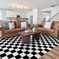 Seavish Checkered Rug 8x10 Black and White Area Rugs for Living Room | Large Low-Pile Bedroom Rugs Modern Cotton Woven Checkerboard Rug Washable Neutral Rug for Dining Room Nursery Office