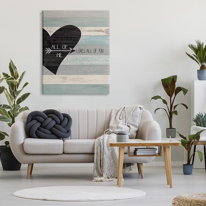 Distressed Heart Love Phrase, 36 x 48 Inch Canvas Wall Art | Stupell Industries · By Jo Moulton · Ready to hang · Great gift for romantic decor · Made in USA