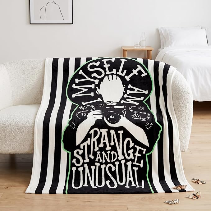 Beetlejuice Halloween Lydia Throw Blanket, Super Soft Cozy Plush Bedding, 46" x 60", (Officially Licensed Product) by Franco