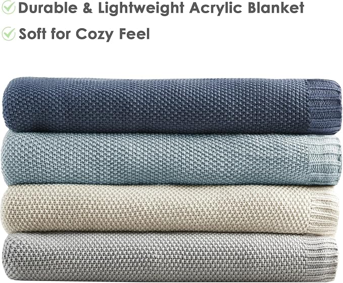 INK+IVY Bree Knit All Season Blanket for Summer, King, Light Blue | Ultra Soft, Acrylic, Breathable Fabric for Bed or Couch, Lightweight, OEKO-TEX Certified