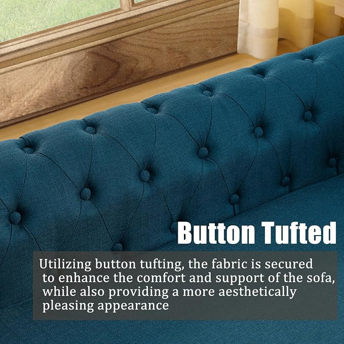 Large Dog Couch, for Large & Extra Large Dogs | Removable & Washable | No Assembly Required | Breathable Linen Fabric | Soft Foam |Floor-friendly sofa legs | Blue