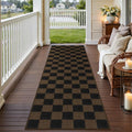 Rugalia Easy Jute Checkered Runner Rug, 2.6x8 Coffee Modern Washable Rugs Runner for Hallway Non-Slip Kitchen Runner Rug, Neutral Checkerboard Indoor Outdoor Carpet for Porch Laundry Entryway