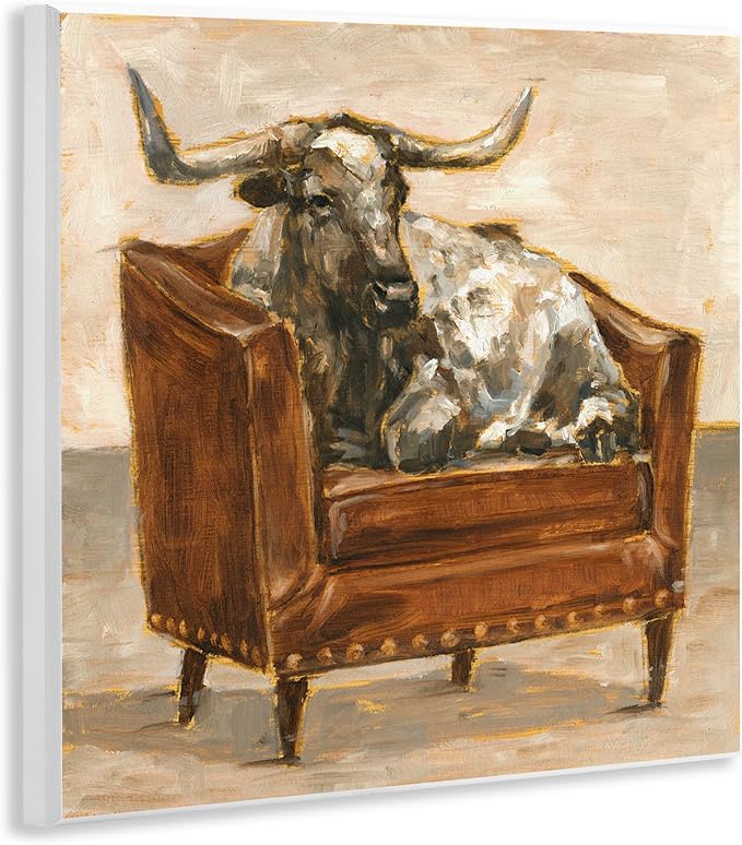 Brown Cattle Country Charm, 12 x 12 Inch Mounted Print on Wall Plaque | Stupell Industries | 12 x 12 Inches, Easy to Hang and Sturdy, Made in USA, by Ethan Harper